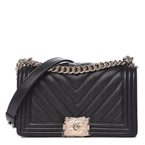 gray chanel boy bag chevron caviar